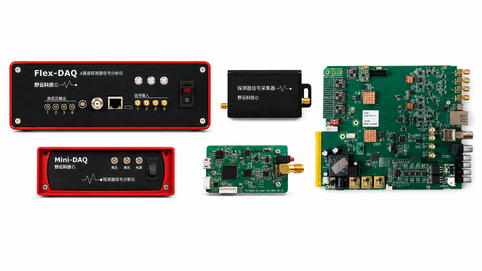 FlexDAQ、Mini-DAQ、SuperMiniDAQ、单通道采集卡与四通道采集卡组合