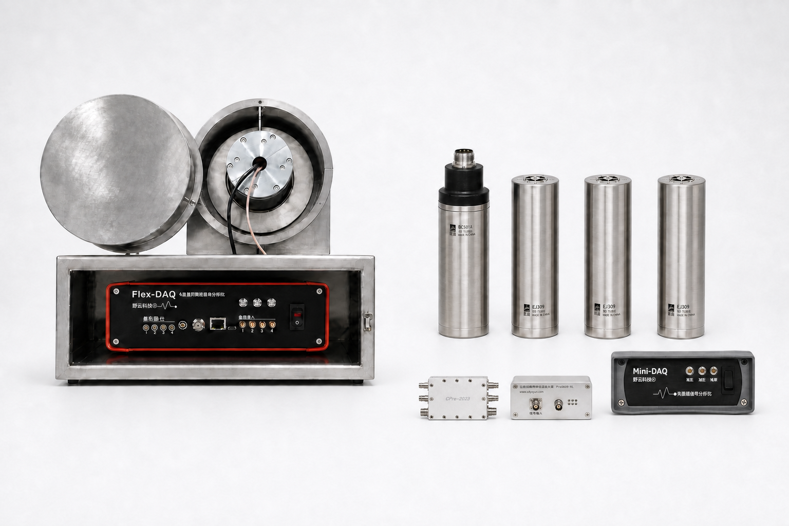 闪烁光纤中子测量系统、BC501A与EJ309探测器、CPre-2023、IPre-2023和Mini-DAQ组合